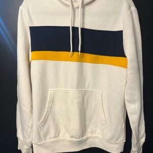 Old Navy Cream Hoodie with Navy and Yellow Stripes